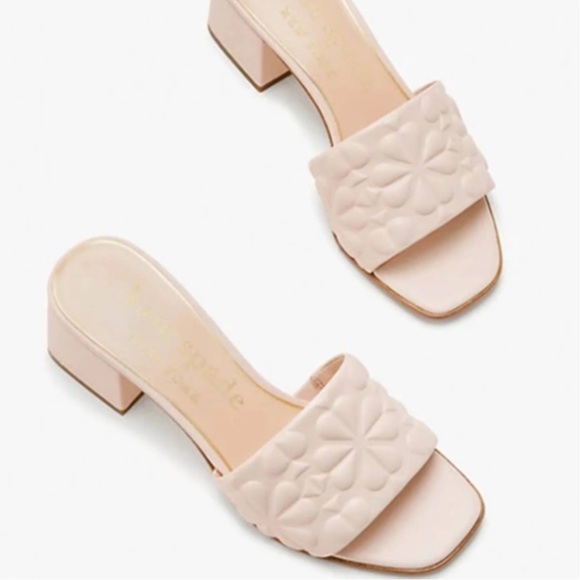 Kate Spade New York Emmie Mid Heel Sandal Embossed Flowers - Picture 2 of 8